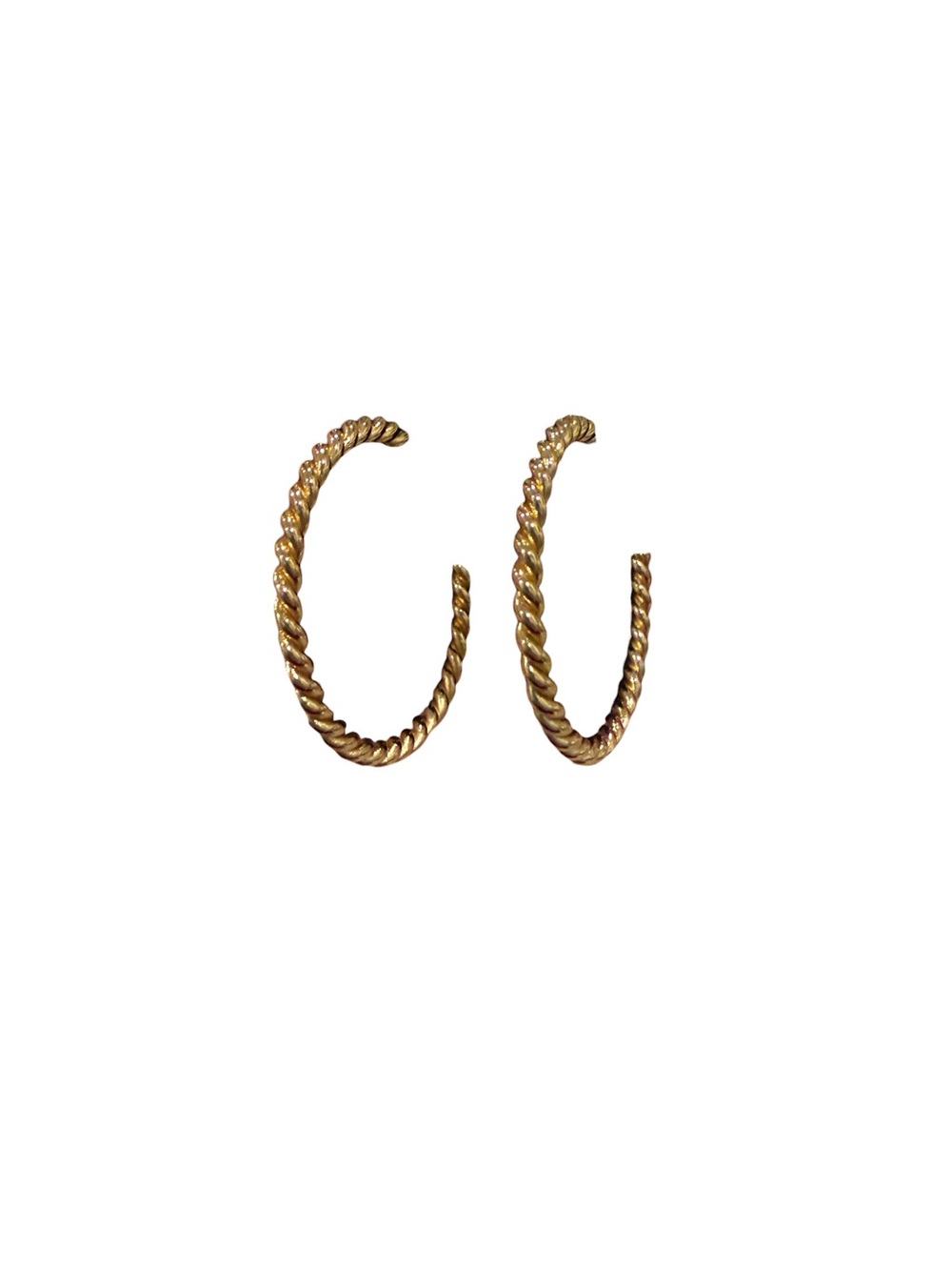 Gold Tone Twisted Hoop Earrings - Picture 2 of 4